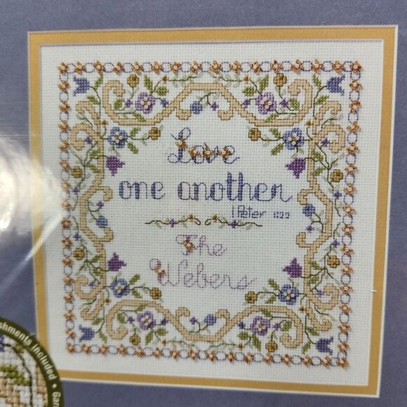 Bucilla Love One Another Counted Cross Stitch Kit Wedding Personalize Beads New - Picture 2 of 9